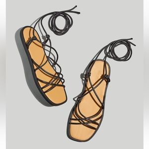 Madewell Soraya Lace-Up Sandal, 8.5, Black, Brand New